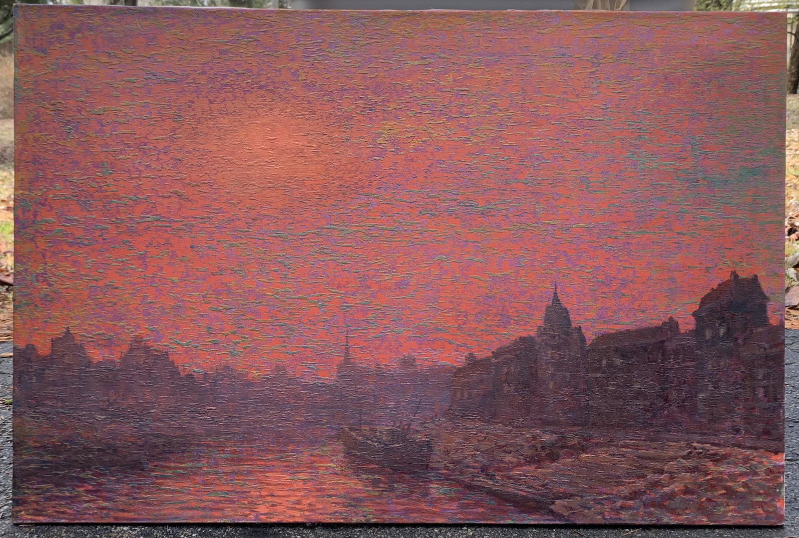 Italian Impressionist Venetian Scene Signed: Italian Impressionist Venetian Scene SLR, illegible signature, 24 x 36"