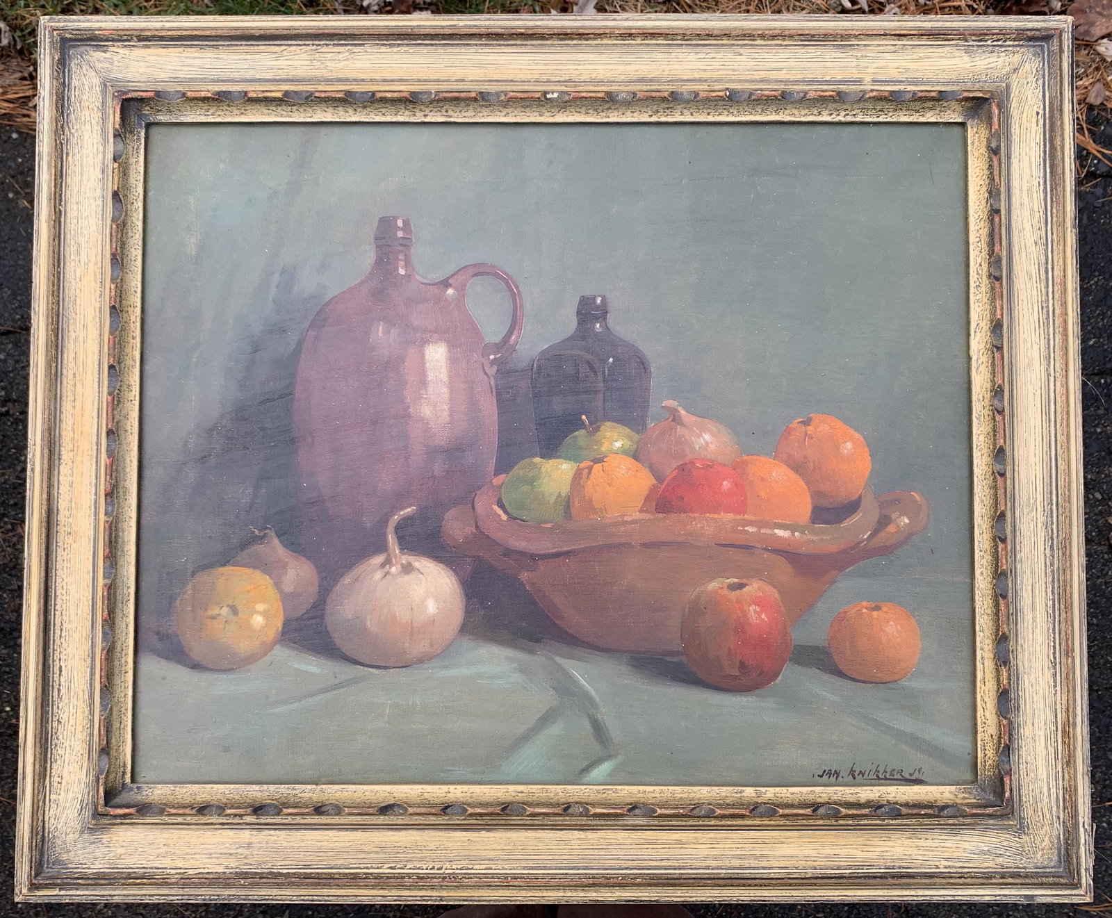 Dutch Impressionist Jan Knikker Still Life Oil Painting Signed: Dutch Impressionist Jan Knikker Still Life Oil Painting Signed, SLR, O/C, 16 x 20", 21 x 25" framed. Jan Simon Knikker, the Dutch landscape painter, was born in South Holland and lived from 1914 until
