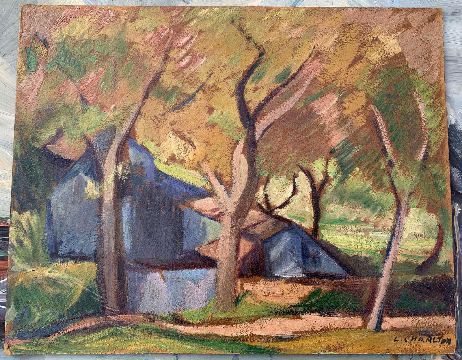 American New York Female Artist Expressonist Laurette Charlton Oil Painting Signed: American New York Female Artist Expressonist Laurette Charlton Oil Painting Signed, circa 1930's, 12 3/4 x 16" I couldnâ€™t find much about the artist other than Donald Teague made a portrait of