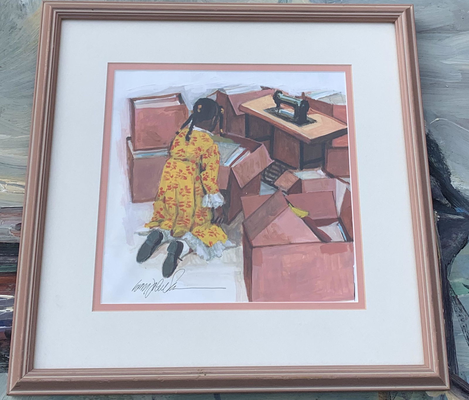 American Contemporary Boston ArtistvLarry Johnson African American Scene Oil Painting Signed #1: American Contemporary Boston ArtistvLarry Johnson African American Scene Oil Painting Signed #1, O/P, SLL, 8 1/2 x 9", 14 x 14 1/2" framed.ABOUT LARRY JOHNSON: Born in Boston, Massachusetts, Larry att