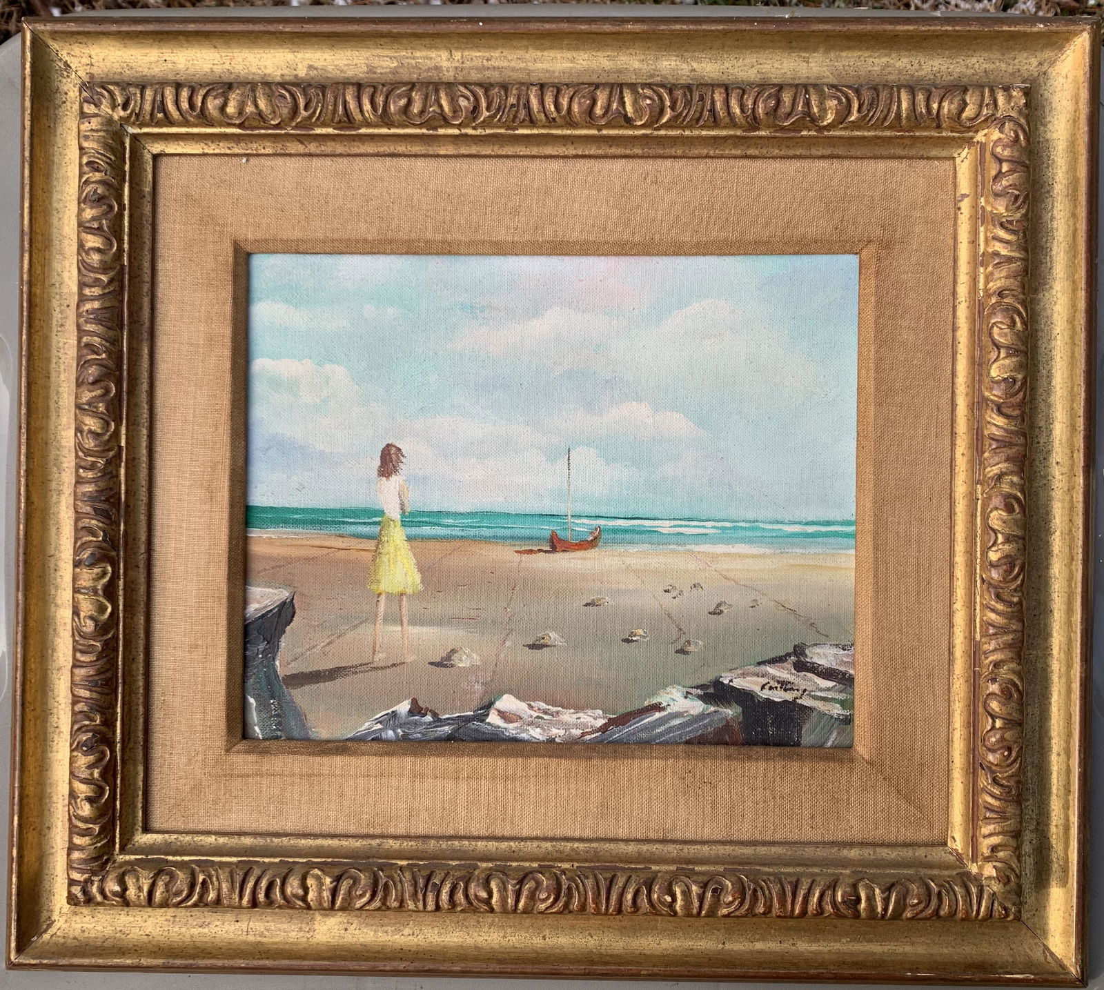 American Surrealist Philadelphia Artist Emlen Etting Oil Painting Signed: American Surrealist Philadelphia Artist Emlen Etting Oil Painting Signed, SLR, 9 x 11", 16 x 18" framedDuring his career, Emlen Etting created scores of paintings and drawings that were exhibited in m
