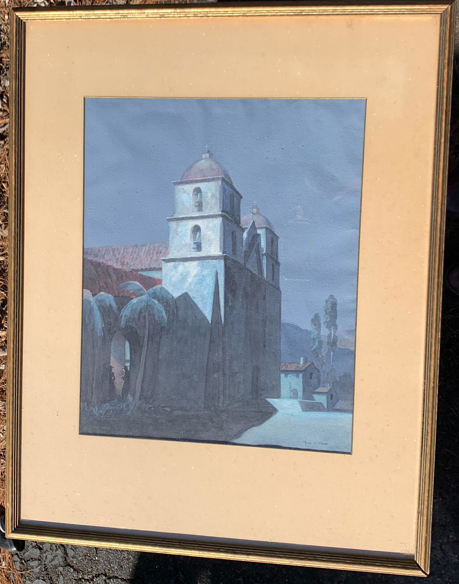 American Artist John Cuthbert Hare Watercolor Santa Fe New Mexico Scene: American Artist John Cuthbert Hare Watercolor Santa Fe New Mexico Scene, SLR, Santa Fe at Night, 18 x 14", 29 x 23" framed.John Cuthbert Hare, 1908-1978, was a watercolorist who painted boats, seascap