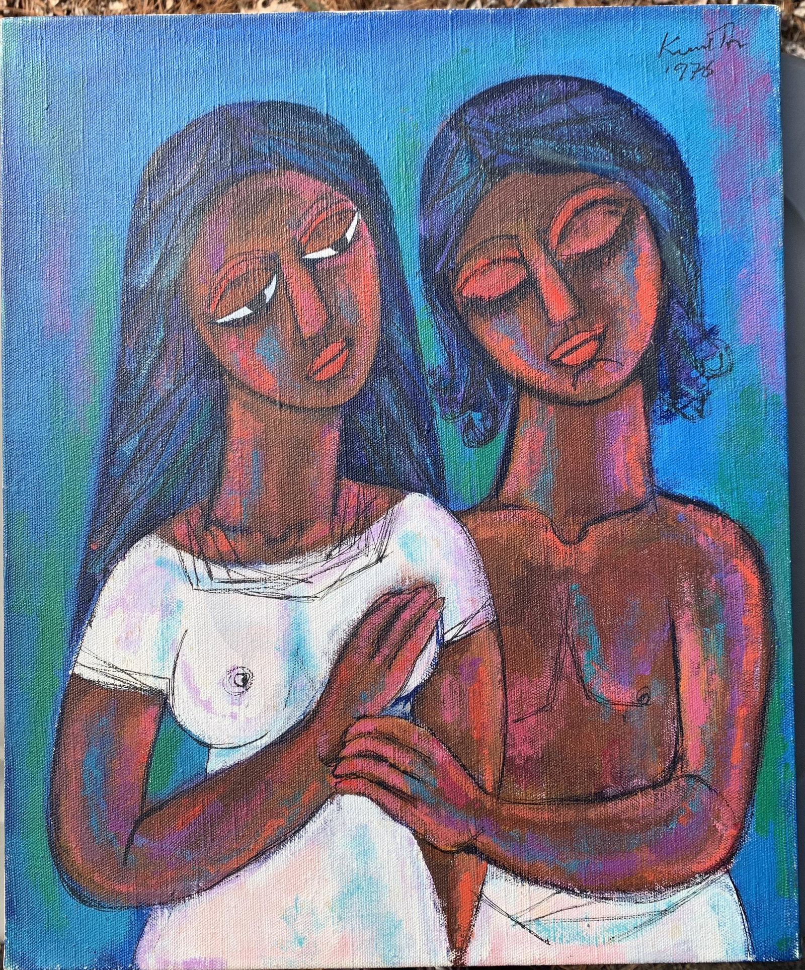 Pakistani Artist Oil Painting Signed: Pakistani Artist Oil Painting Signed, SUR, illegible, dated 1976, 18 x 15"
