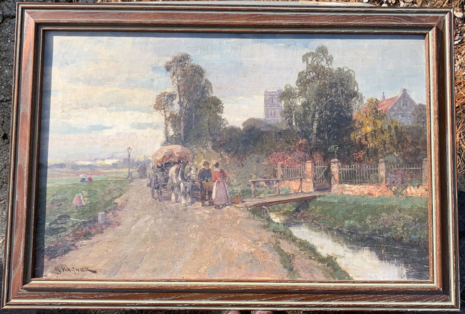 Austrian Artist Karl Wagner Oil Painting Signed: Austrian Artist Karl Wagner Oil Painting Signed, O/C, SLL, 14 1/2 x 22 1/2", 18 x 26" Framed.