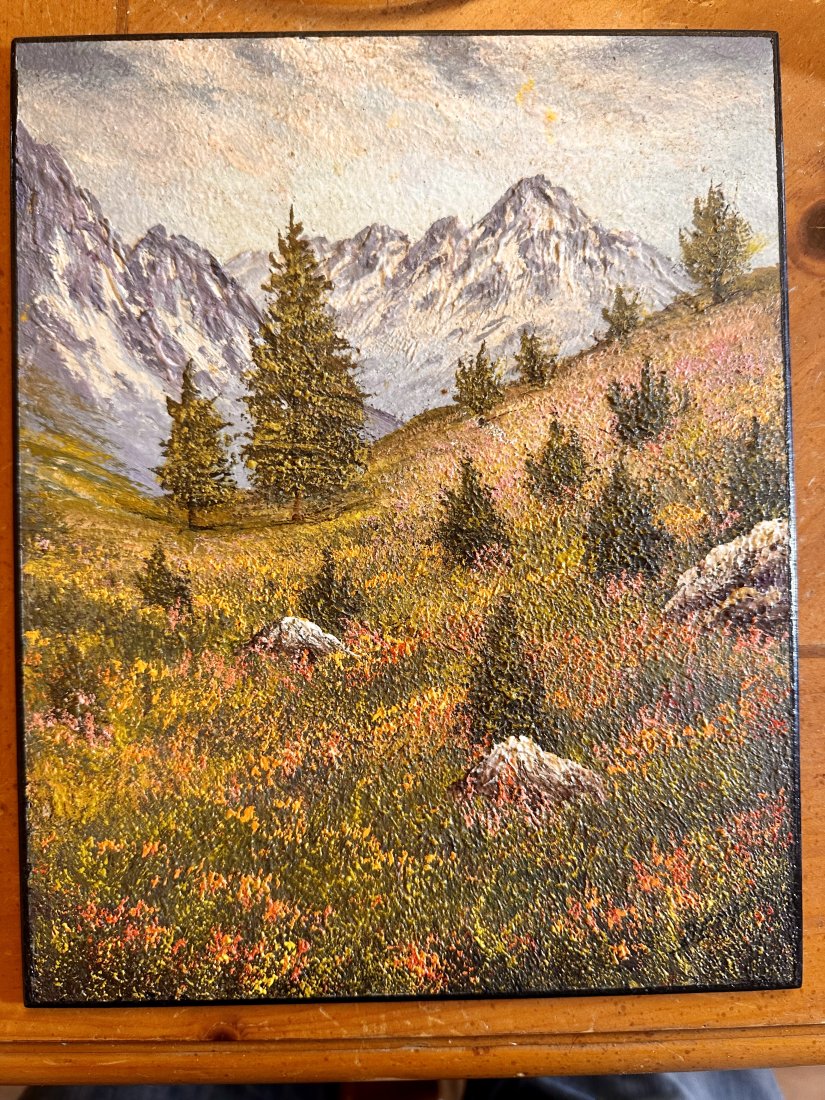 American Artist Impressionist Colorado Oil Painting Carl Beck Signed: American Artist Impressionist Colorado Oil Painting Carl Beck Signed, O/B, SLR, Label on verso, Denver, Colorado, titled, "A Field of Indian Pinks, Arapahoe Peaks, Colorado". Carl Beck was born in Cal