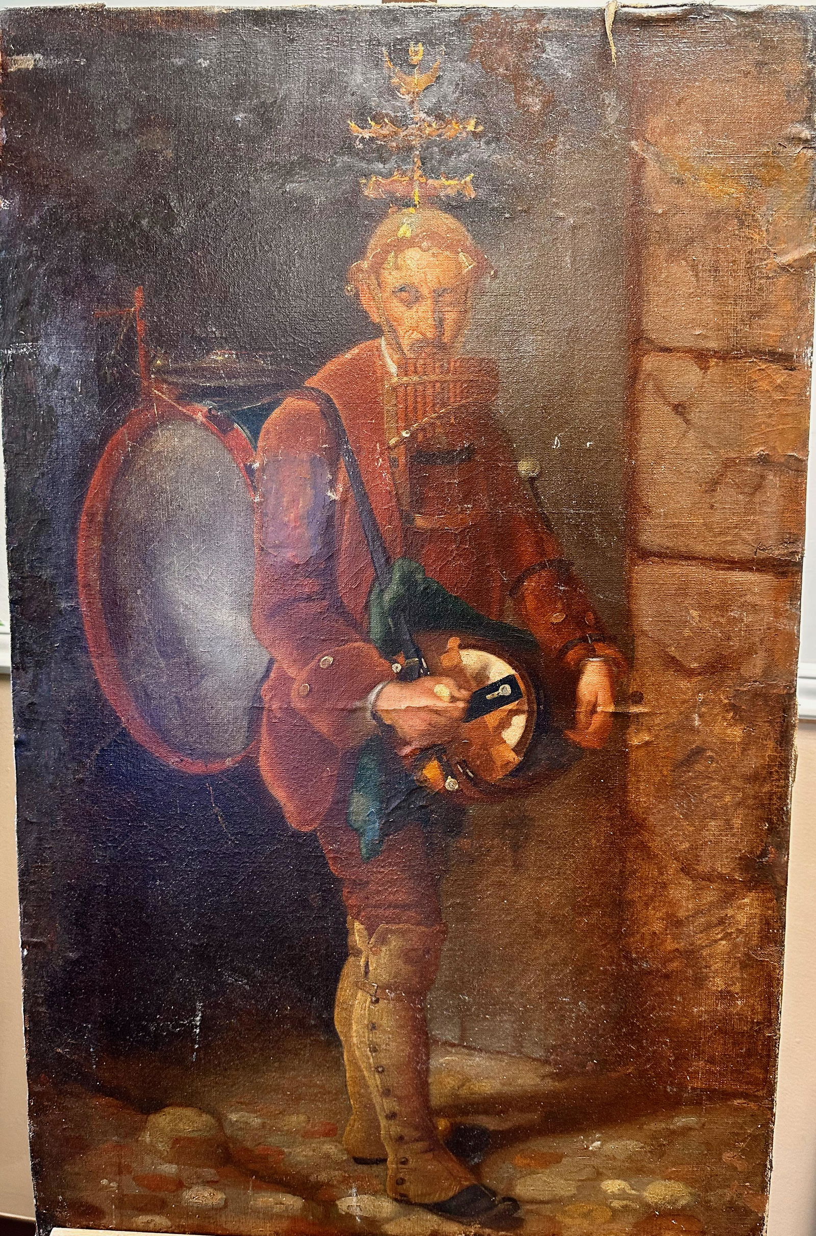 Antique Early Oil Painting One Man Band Figurative (1 of 8)
