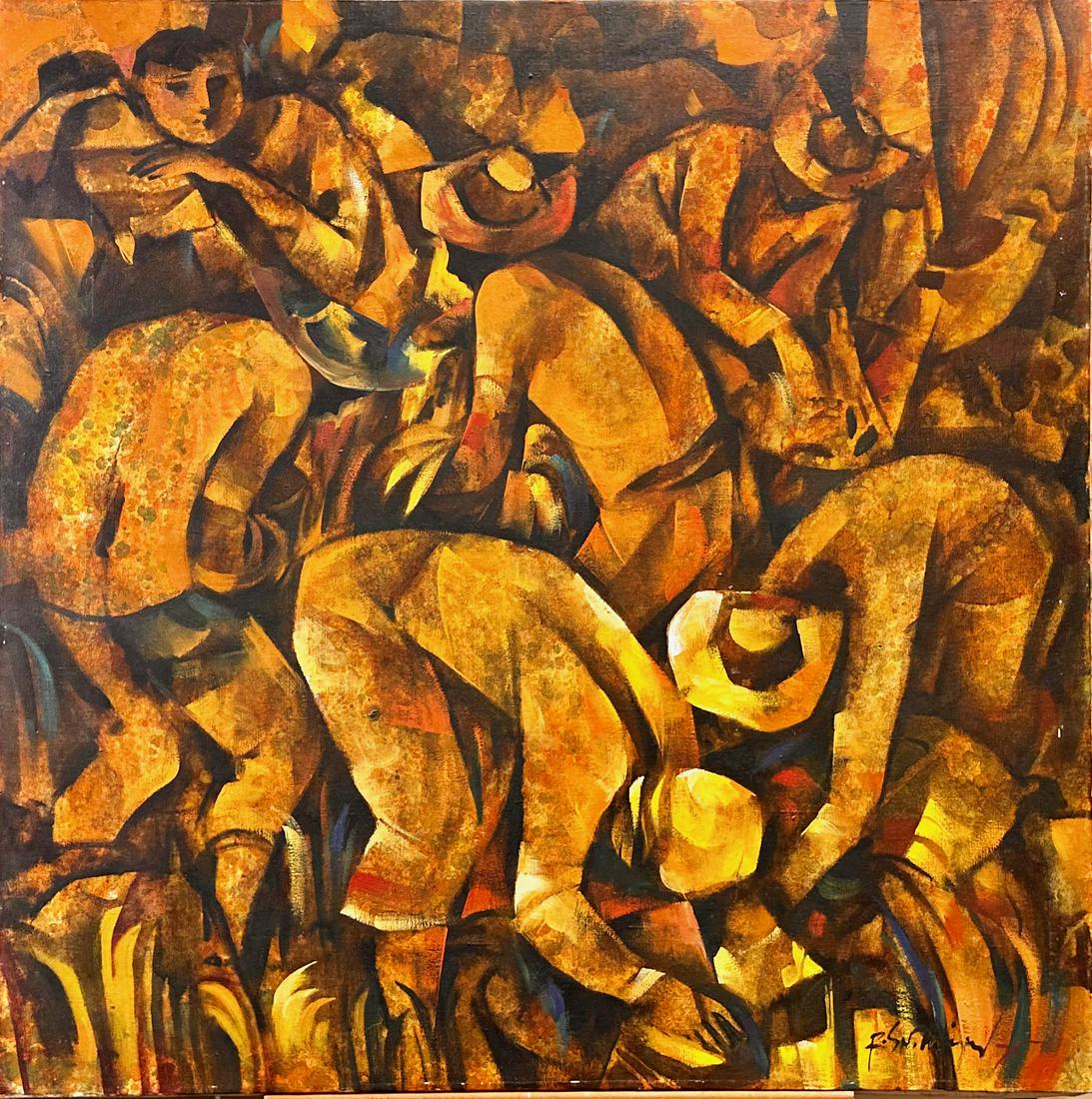 Vintage Philipine Modernist Abstract Roger San Miguel Oil Painting Signed (1 of 5)