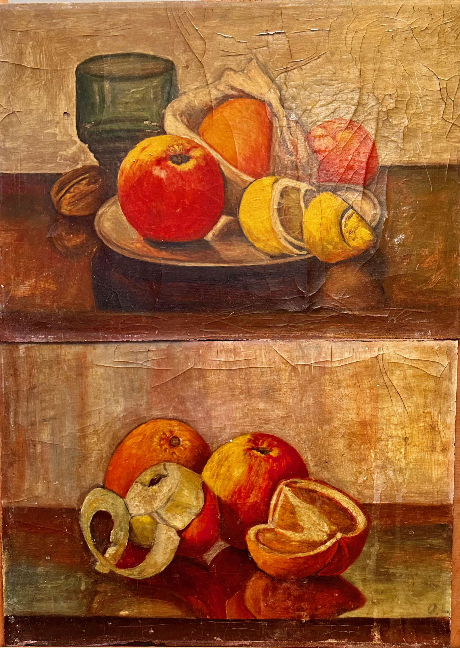 Pair Antique European Early Modernist Oil Paintings Still-Lifes Signed (1 of 6)