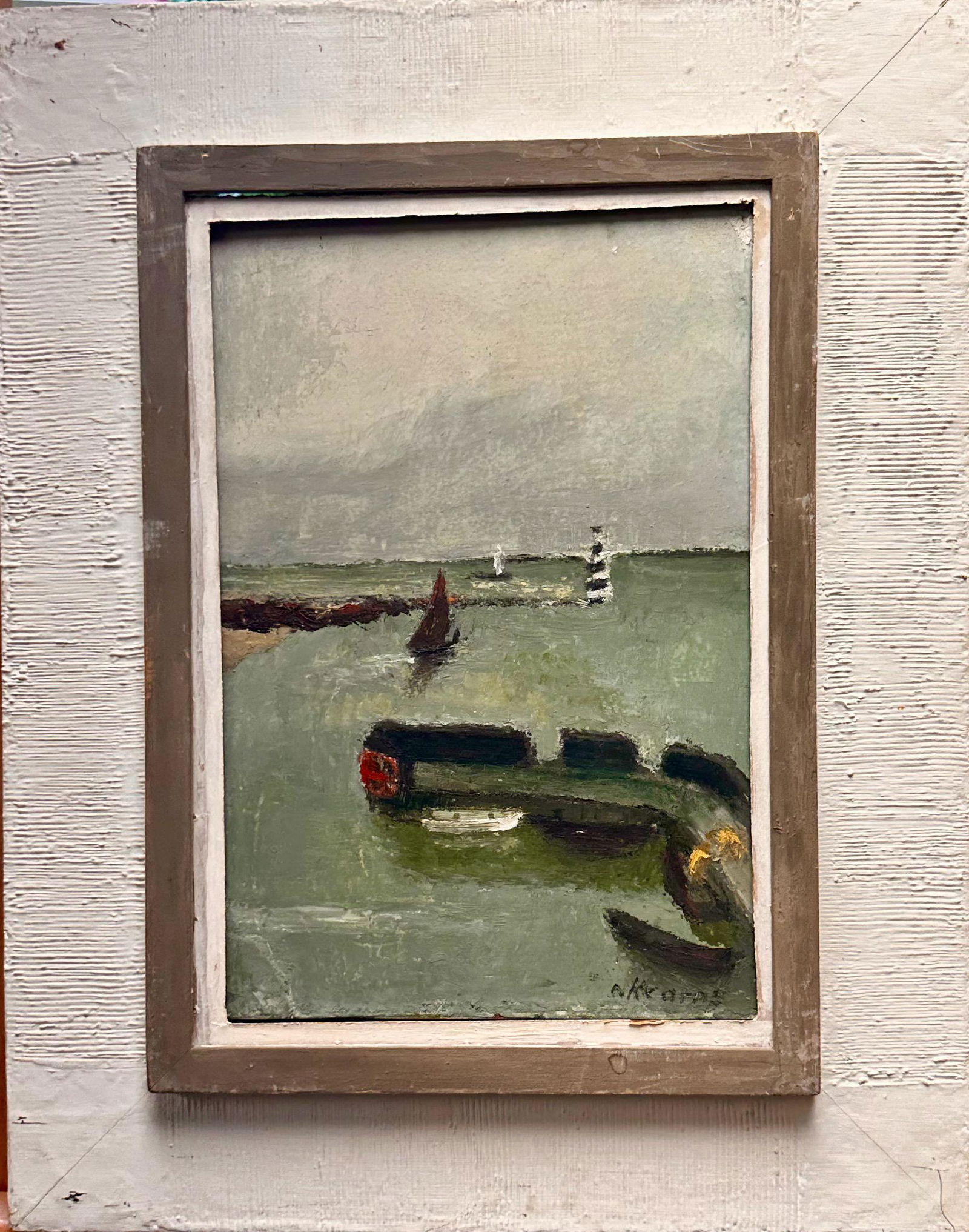 Albert Kerns American Artist Modernist Oil Painting Signed (1 of 4)