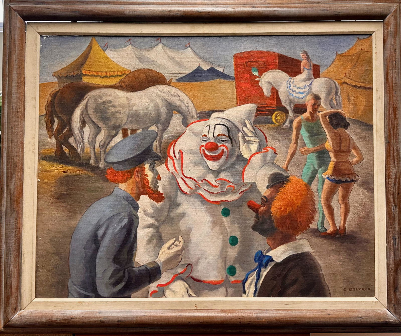 WPA American Artist Regionalist Oil Painting Signed Edmund Brucker (1 of 8)