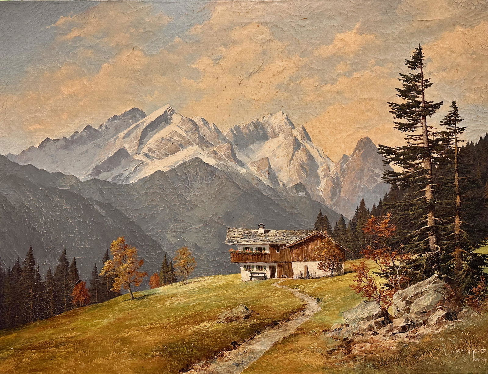 Vintage German Impressionist oil Painting Frederick Kammeyer Signed (1 of 5)