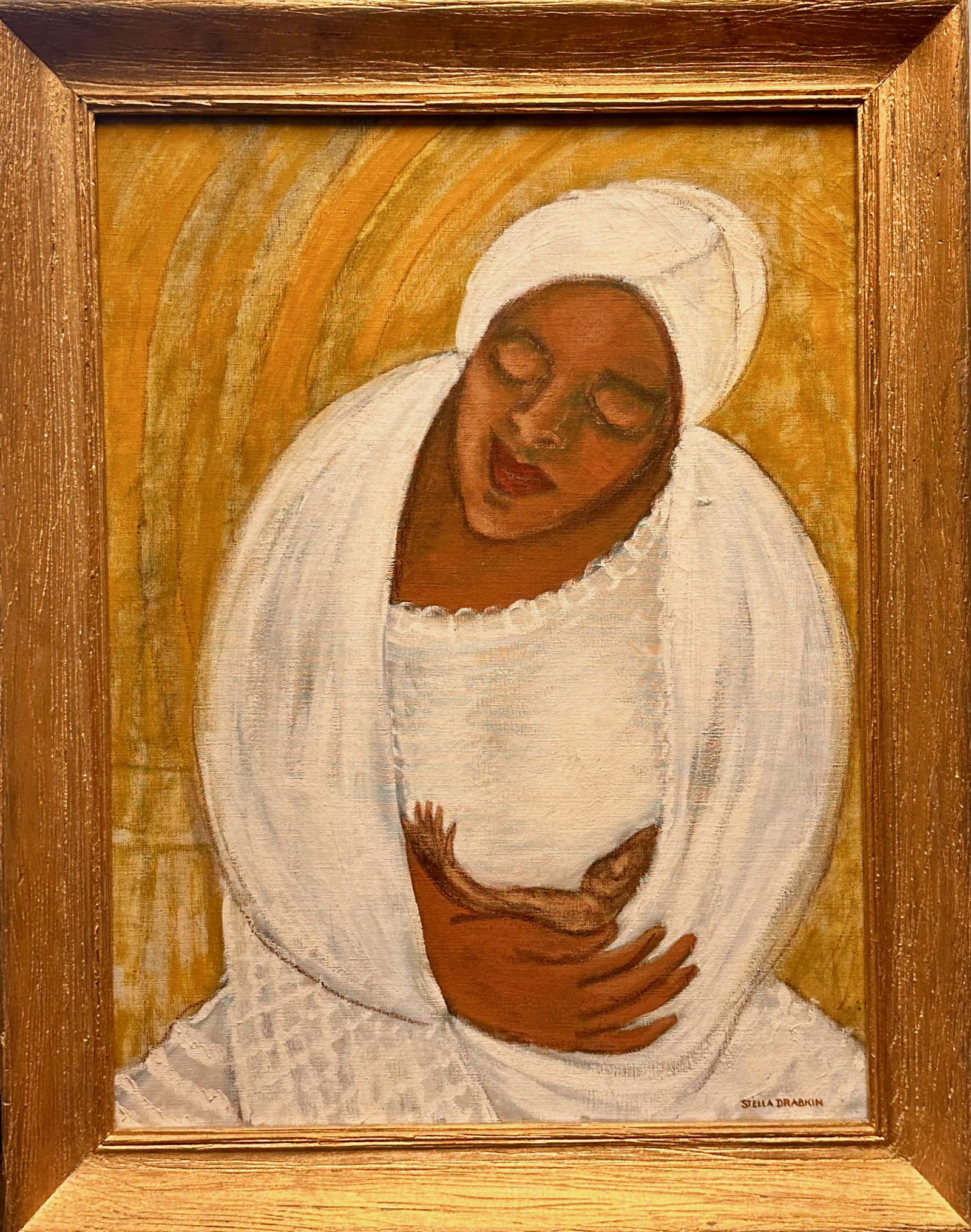 Vintage American Philadelphia Female Modernist Artist African American Theme Stella Drabkin #2 Oil (1 of 9)