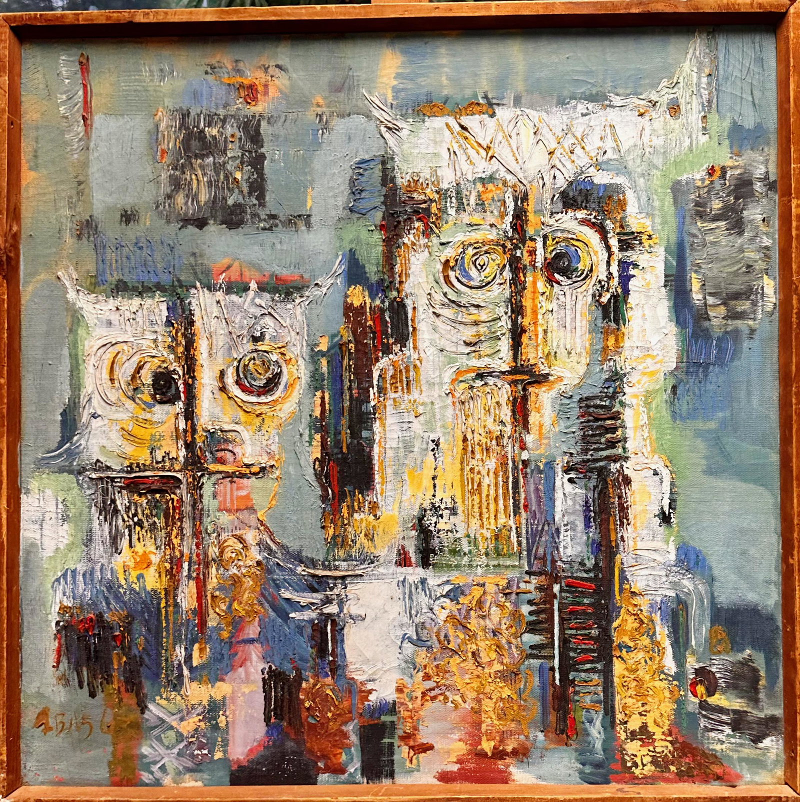 Indonesia Asia Abstract Modernist Oil Painting Abas Alibasyah: Indonesia Asia Abstract Modernist Oil Painting Abas Alibasyah. Oil on Canvas by Abas Alibasyah; Indonesian; 26 x 26" Indonesian painter, Abas Alibasyah studied at a Japanese art school in Indonesia, t