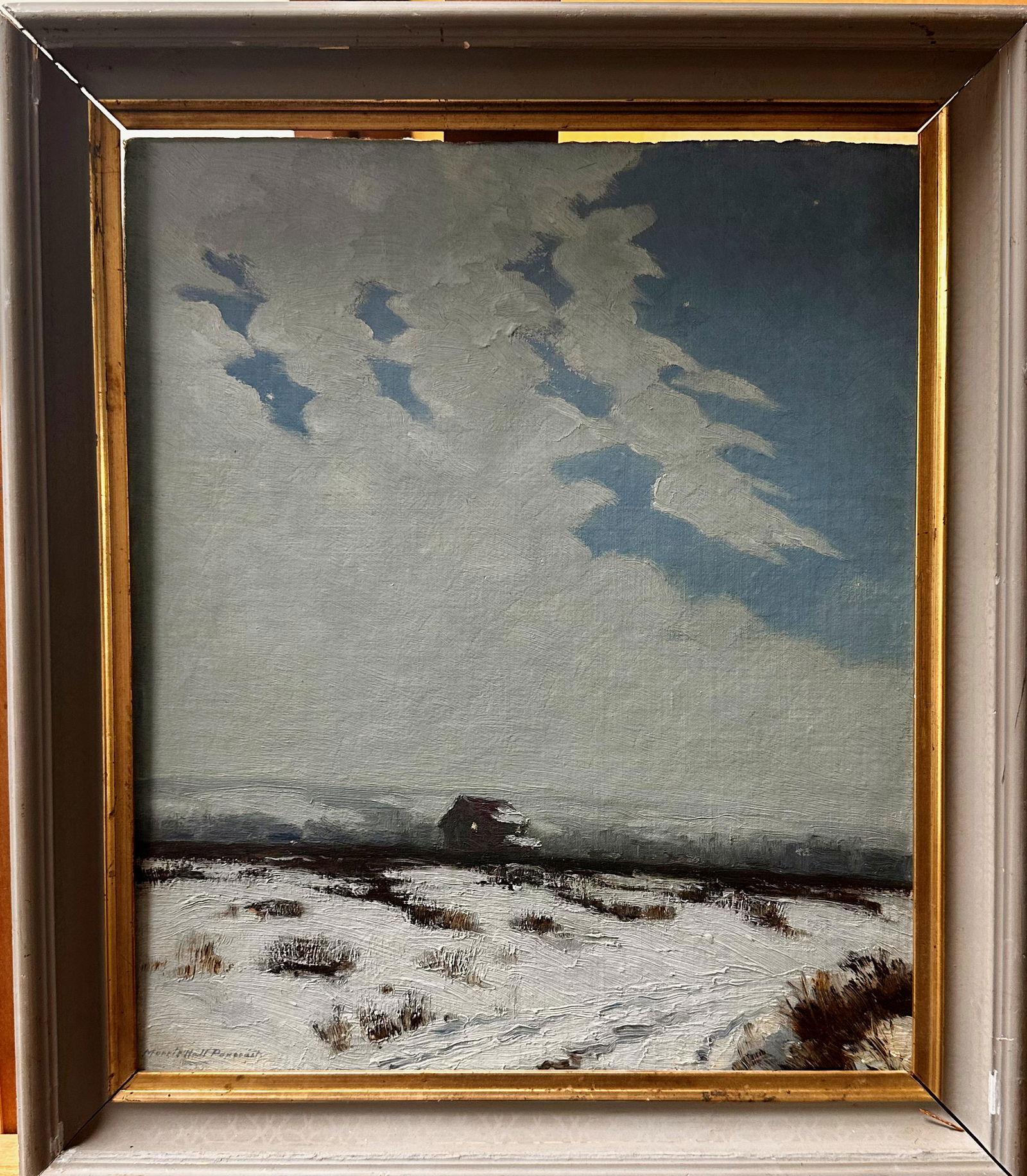 Morris Hall Pancoast American Impressionist Oil Painting Signed 1910 Winter Scene (1 of 6)