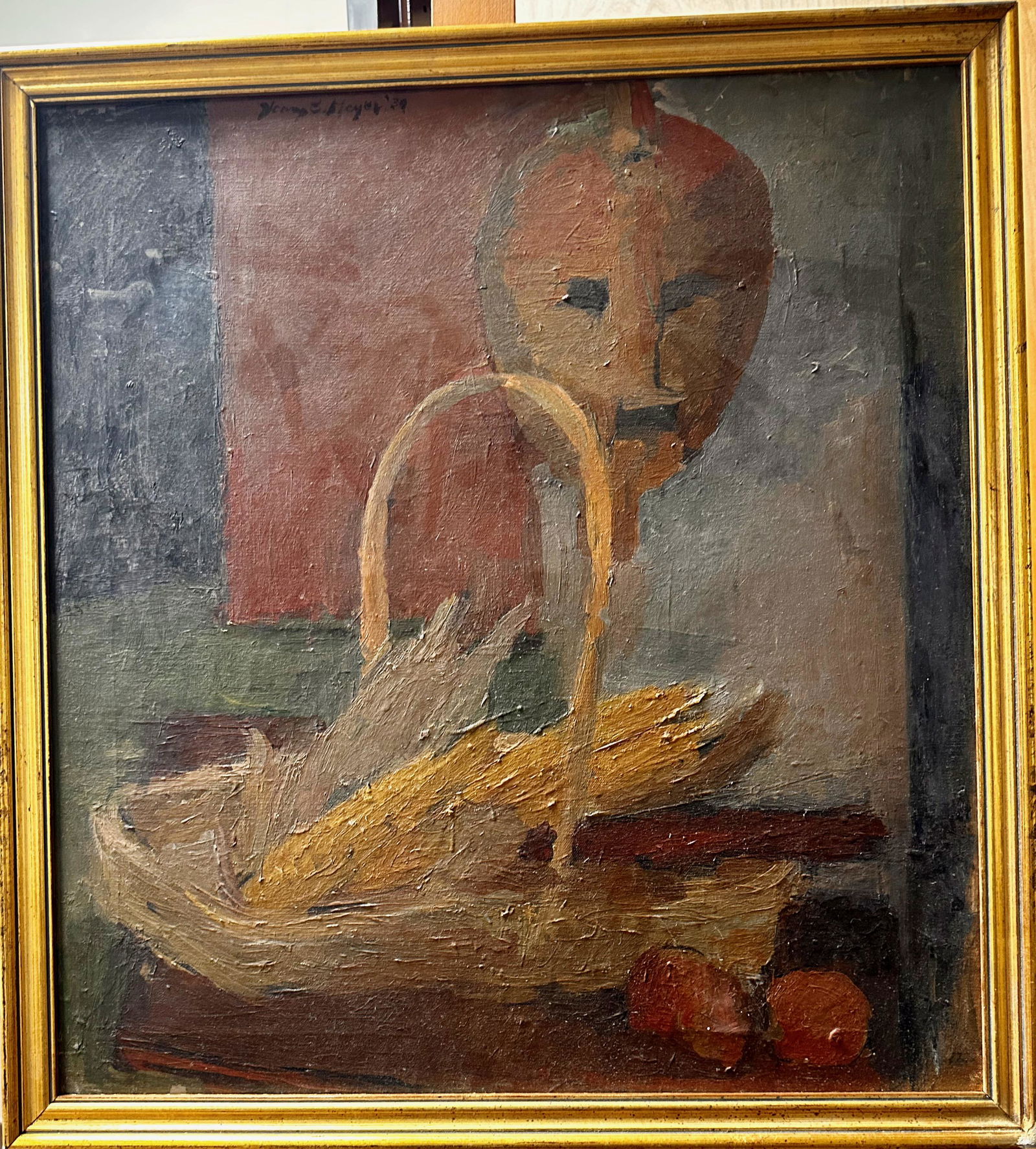 Early American Modernist Pre War Still-Life Signed oil Painting: Early American Modernist Pre War Still-Life Signed oil Painting. Modernist still life; Looks like Henry Meyer; dated 1939; 24 x 22