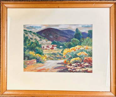 Morris Topchevsky American Chicago Expressionist Artist Signed Southwest: Morris Topchevsky American Chicago Expressionist Artist Signed Southwest. Gouache on paper by Morris Topchevsky; SLL; dated 1944; southwestern scene; 12 x 17; Morris Topchevsky was born in the cosmopo