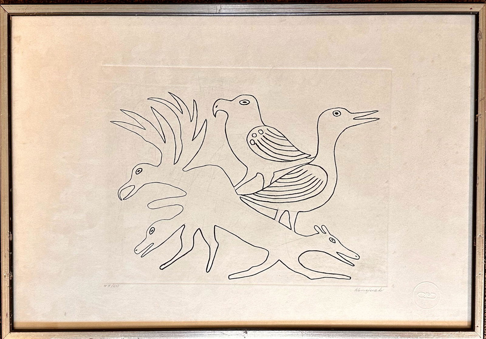 Kenojuak Ashefavak Inuit Artist Etching Pencil Signed (1 of 4)