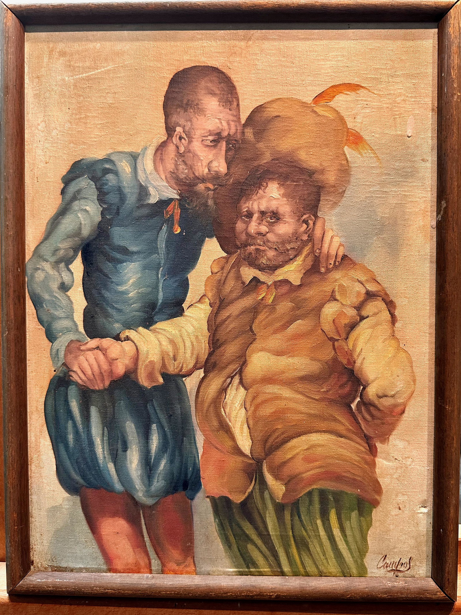 Latin American Artist Campos Signed Oil Painting: Latin American Artist Campos Signed Oil Painting. Oil on canvas; SLR Campos; 15 1/2 x 12
