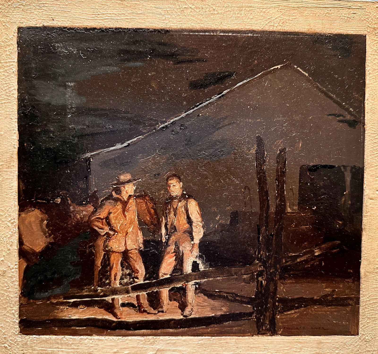 Douglas Duer American Artist Howard Pyle Student Oil Painting Signed Western Cowboy Scene (1 of 6)