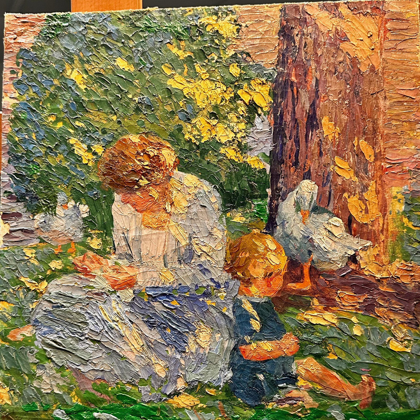 Stunning Sleeper American Impressionist Oil Painting Woman with Child (1 of 5)