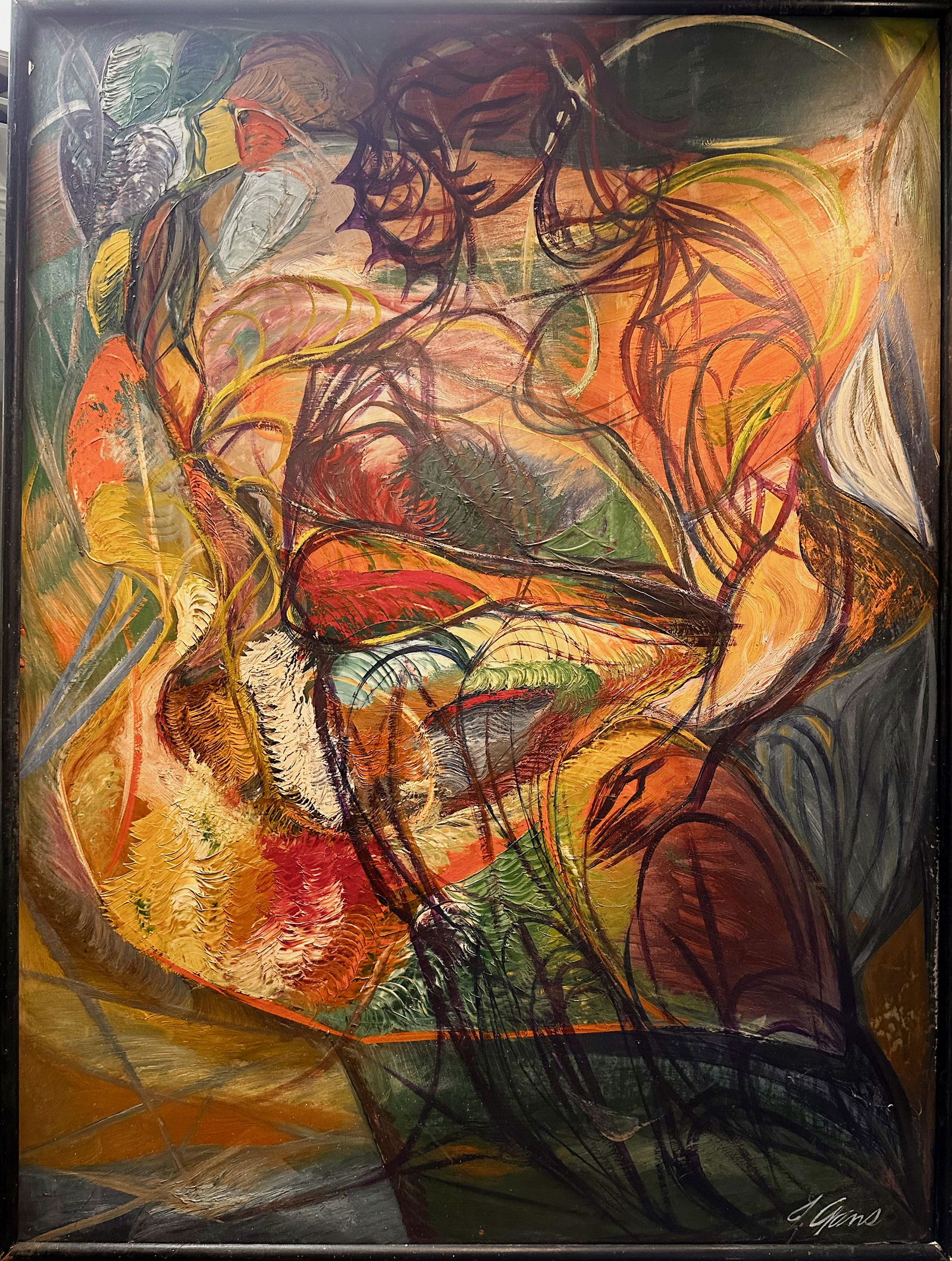 Powerful Abstract Expressionist American Artist Joe Gans Oil Painting Signed (1 of 5)