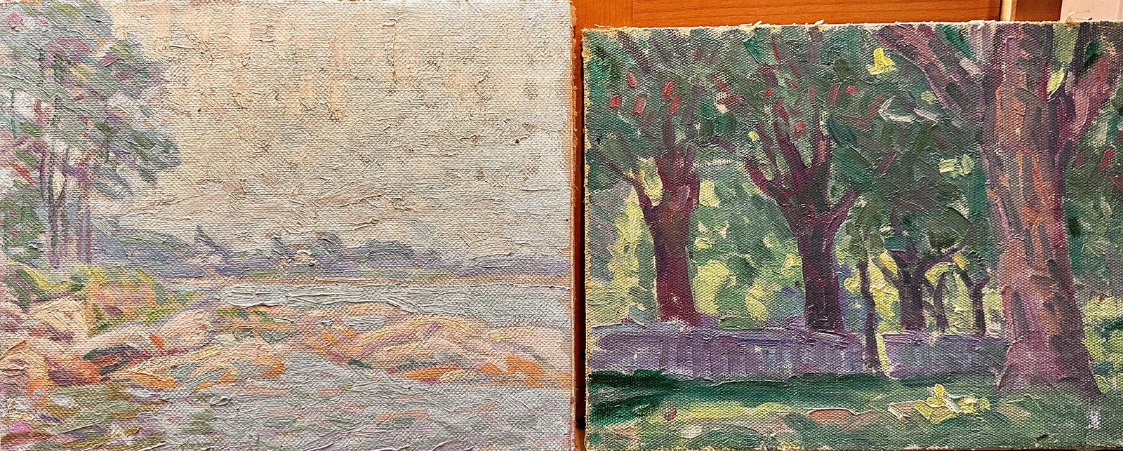 Pair of Vintage American Imppressionist Oil Painting Richard Bassett #1 (1 of 5)