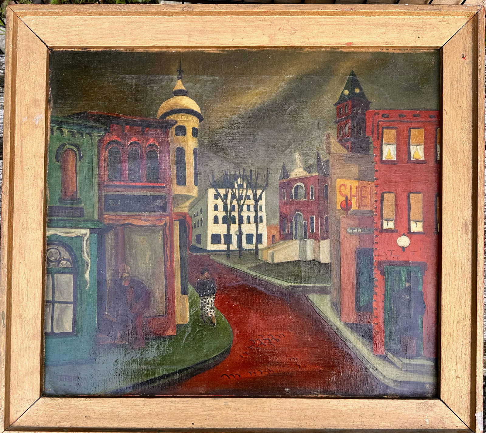 WPA American Female Michigan Artist May Morgan Brown City Scene Signed 1933 (1 of 9)