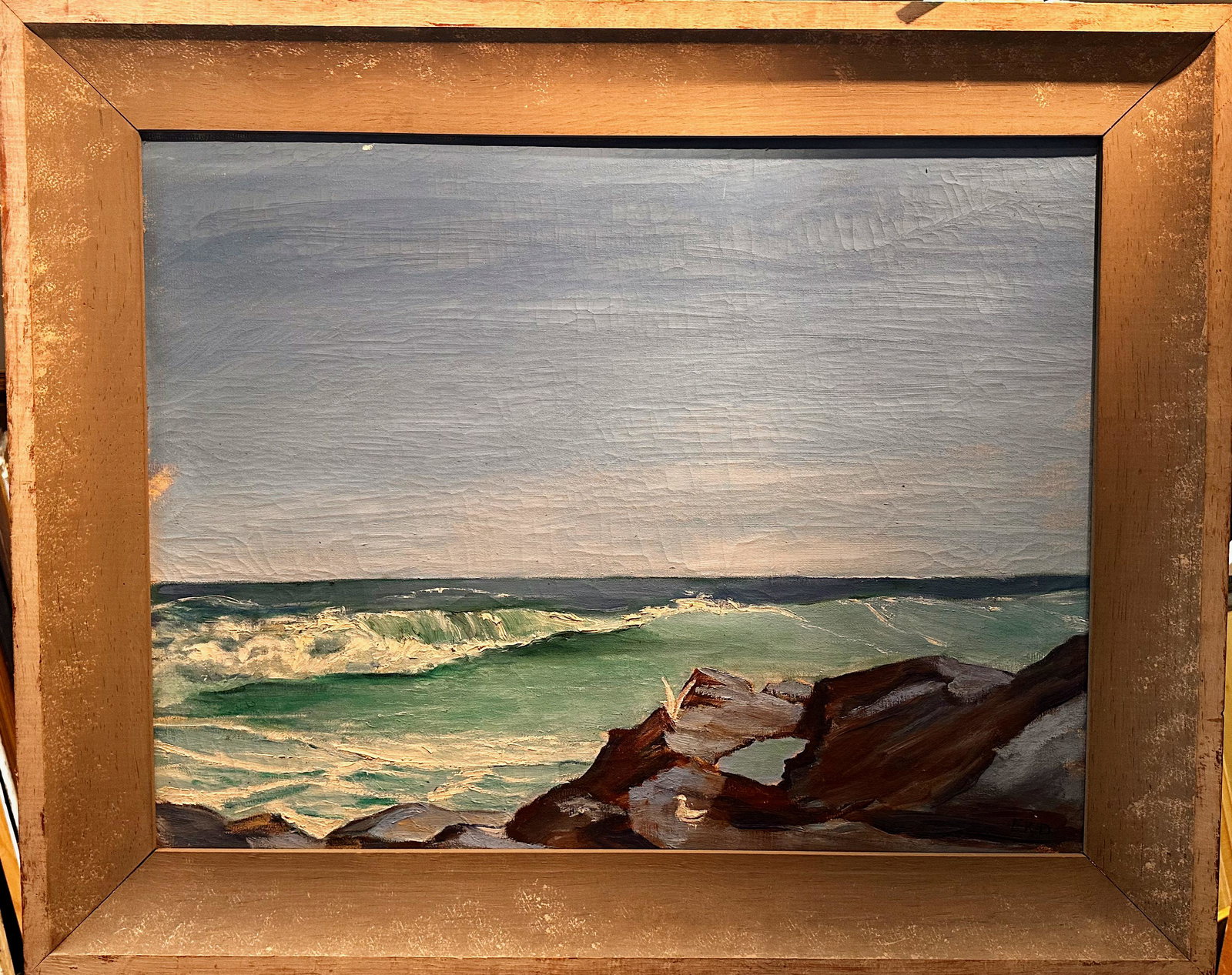 Vintage American Impressionist Seascape Initialed: Vintage American Impressionist Seascape Initialed . Oil on canvas; initialled lower right EKD . 23 x 30; 30 x 37 framed.