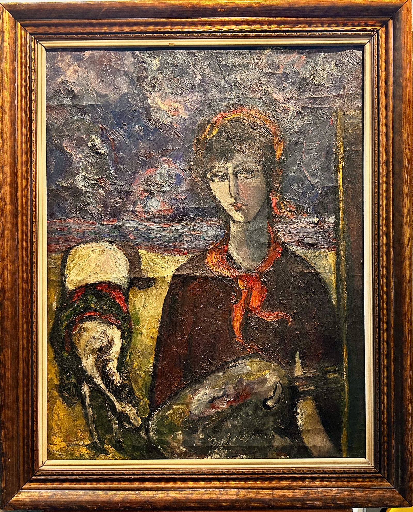 Sleeper Early Vietnamese Modern Oil Painitng Self Portrait Signed (1 of 11)