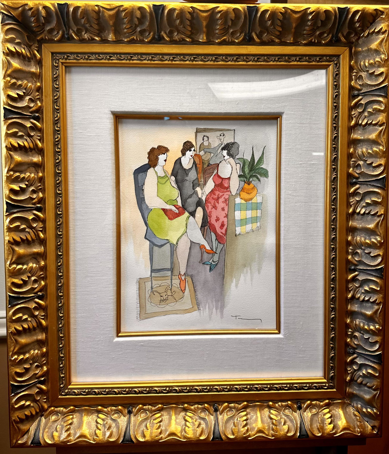 Itzchak Tarkay Israel artist Original Mixed Media Signed (1 of 5)