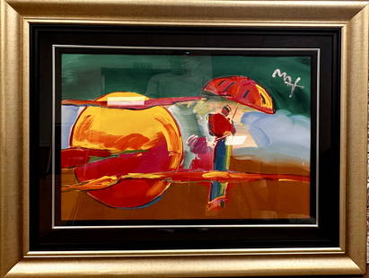 Peter Max Mixed Media Original Signed #5: Peter Max Mixed Media Original Signed #5, titled "New Moon #2", 23 x 35", 37 1/2 x 49 1/2" framed.