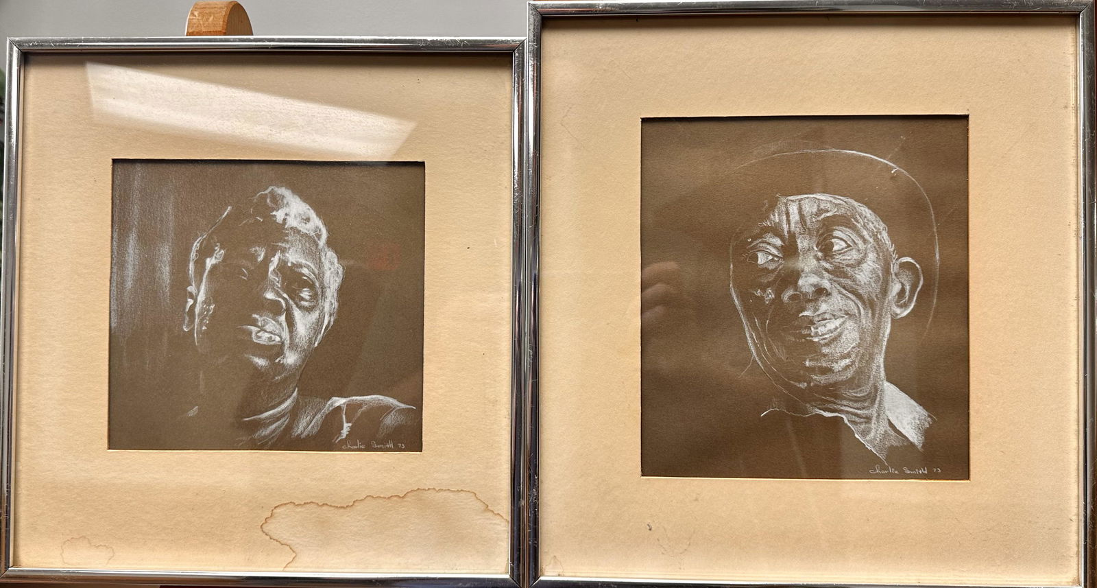 Pair of Charles Louis Smith Original Realist African American Portraits signed (1 of 5)