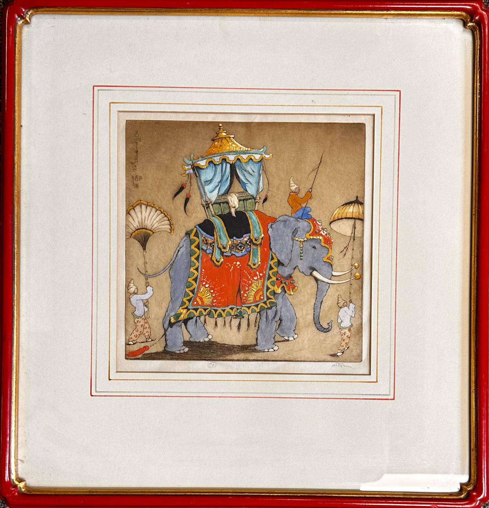 Dorsey Potter Tyson Maryland Artist Colored Etching Signed #4 (1 of 5)