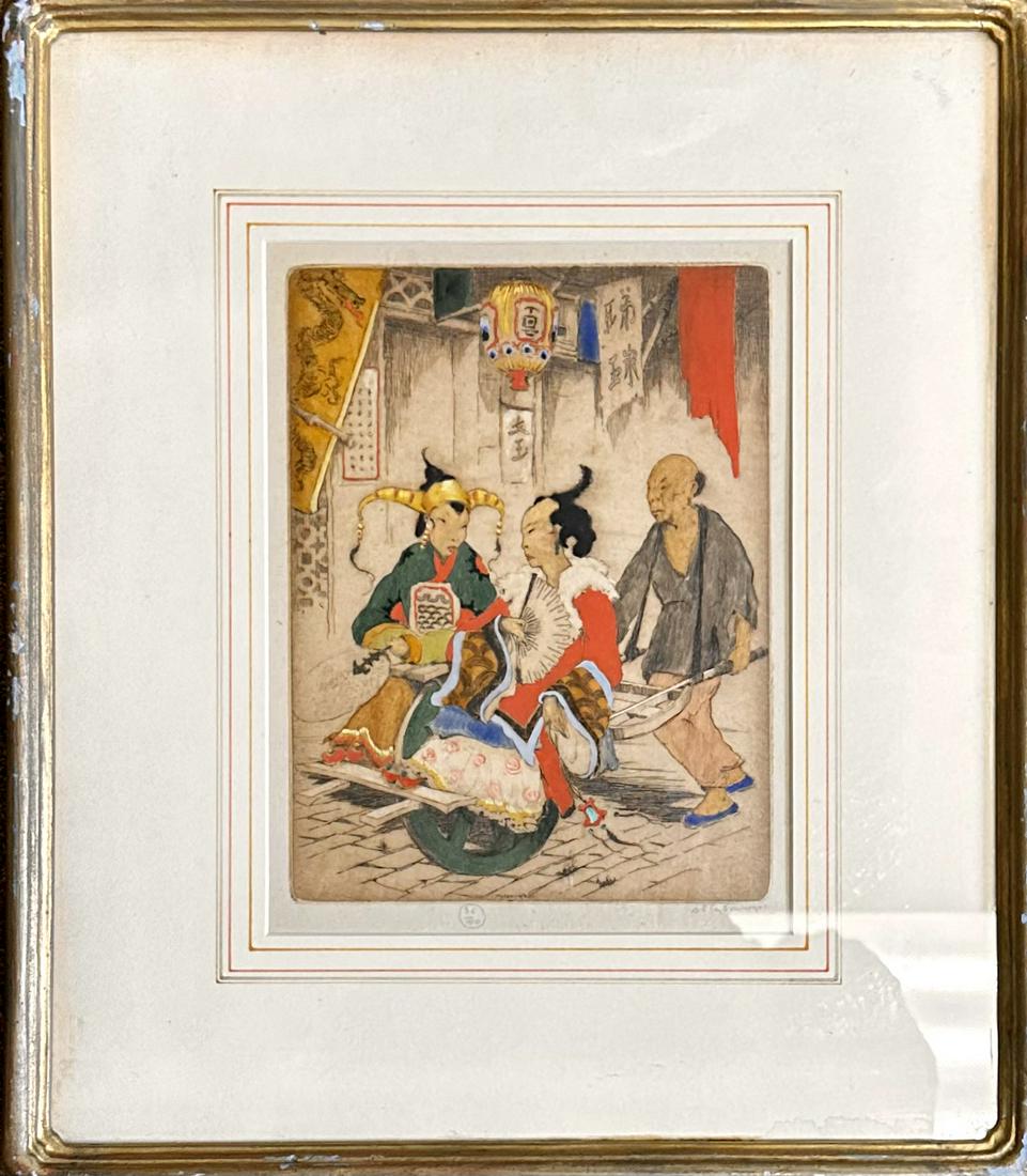 Dorsey Potter Tyson Maryland Artist Colored Etching Signed #5 (1 of 5)