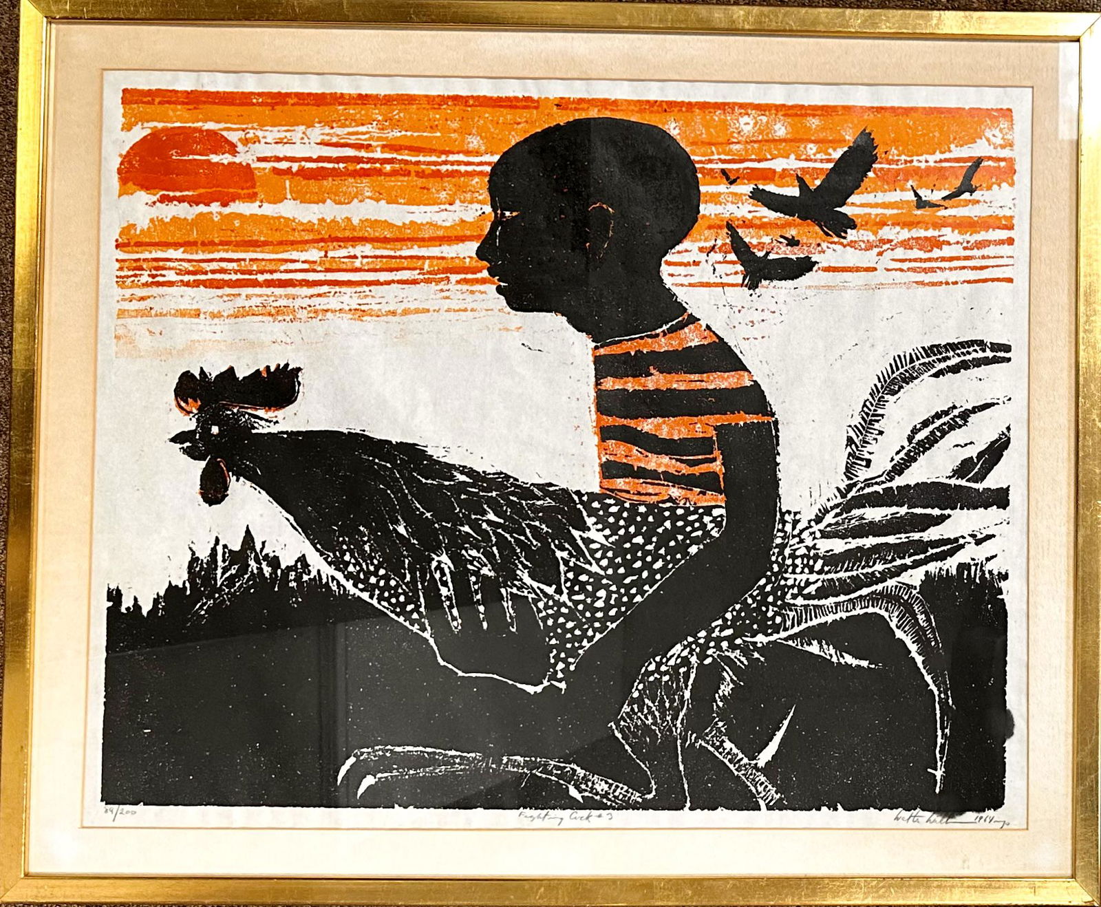 Walter Williams African American Artist Color Woodcut signed 1964 (1 of 6)