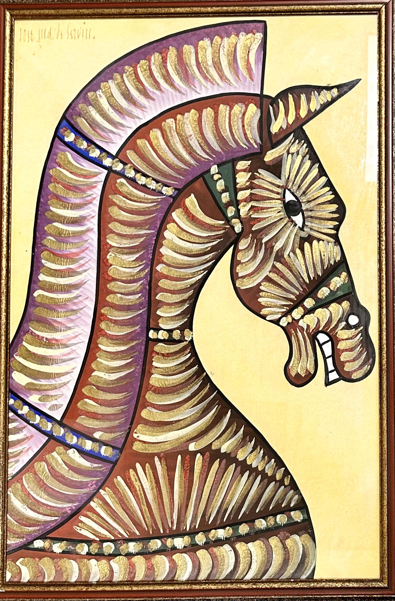 Jose Maria De Servin Mexican Artist Original Painting Signed: Jose Maria De Servin Mexican Artist Original Painting Signed, Mixed Media, 28 x 18 1/2", 30 x 20"framed.Born in La Piedad, Michoacan in 1917. When he was only 3 months old and having three older siste