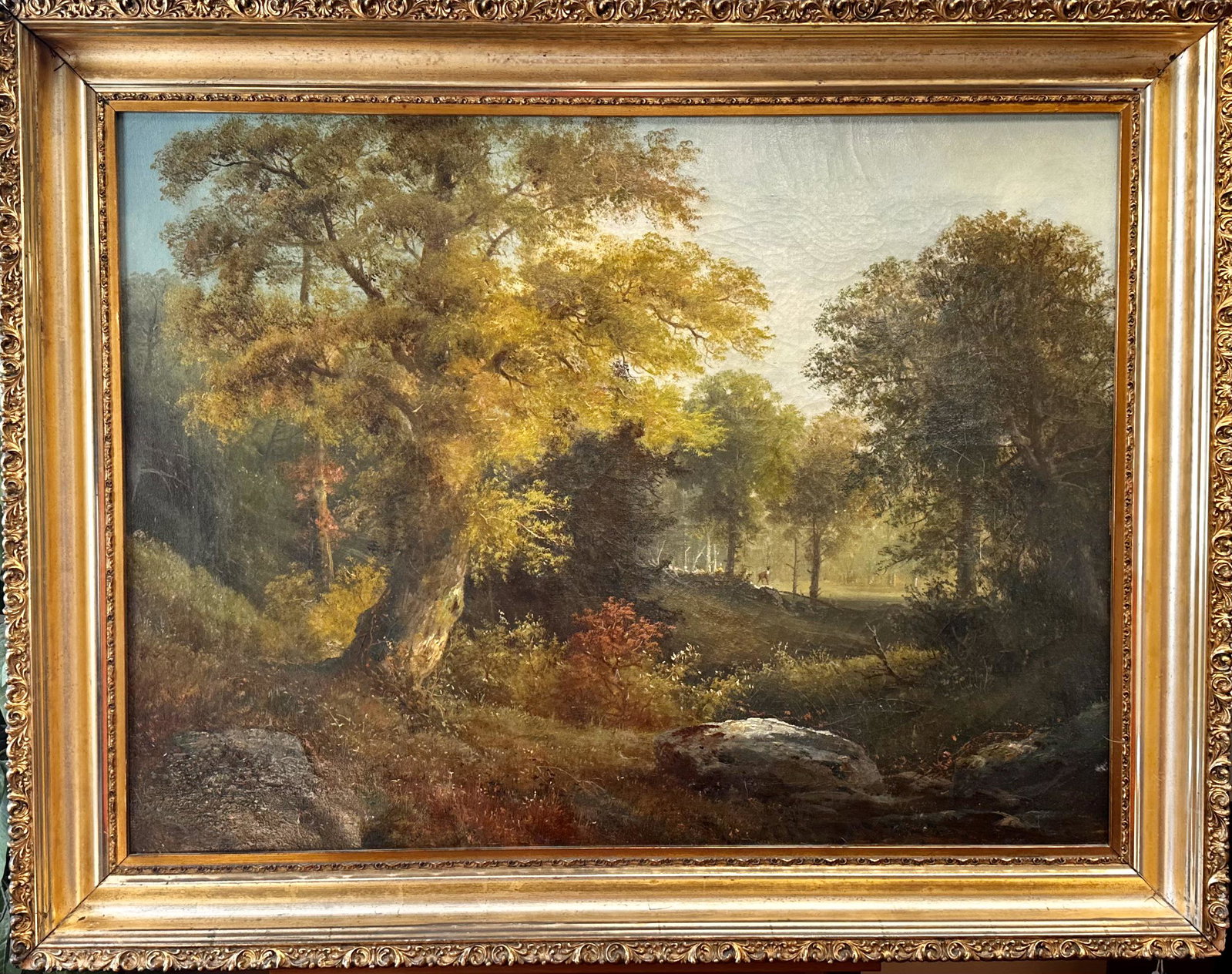 Mystery Hudson River School Landscape Oil Painting: Mystery Hudson River School Landscape Oil Painting, 24 x 32", 30 x 38"