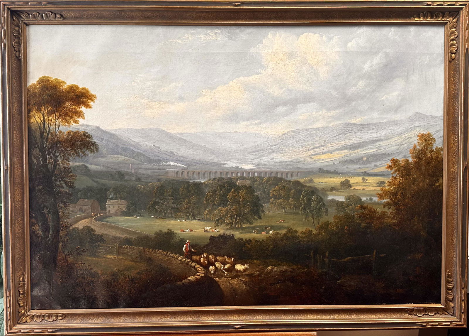 Early 19th Century British Panoramic Oil Painting with Railroad Viaduct (1 of 7)