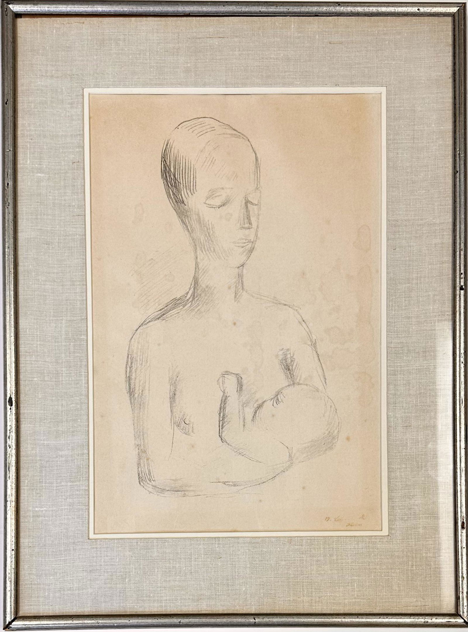 Wilhelm Lehmbruck German Artist original Pencil sketch stamped (1 of 5)