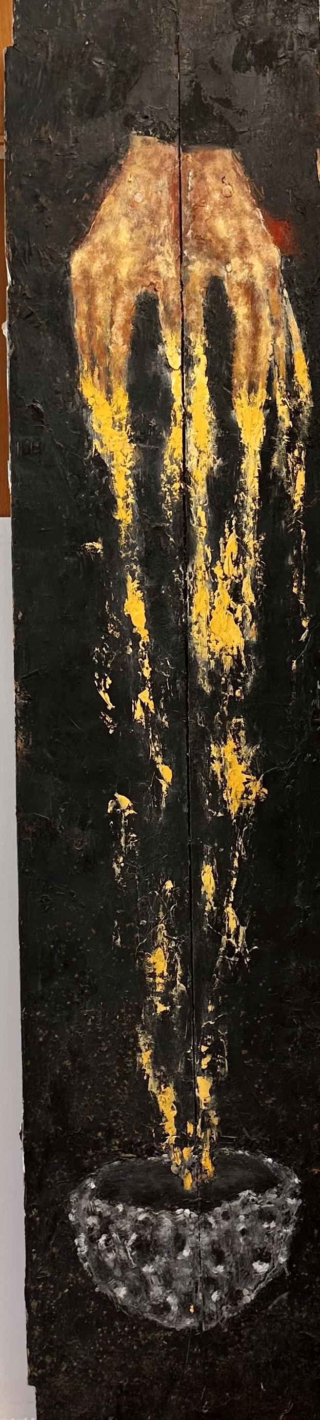 Ilana Halperin Scotland Contemporary Artist Signed: Ilana Halperin Scotland Contemporary Artist Signed, Lava Plant, Oil on Wood Board, 43 x 9 1/2" Ilana Halperin (born 1973)[1] is an artist with an interest in the relationships between geological pheno