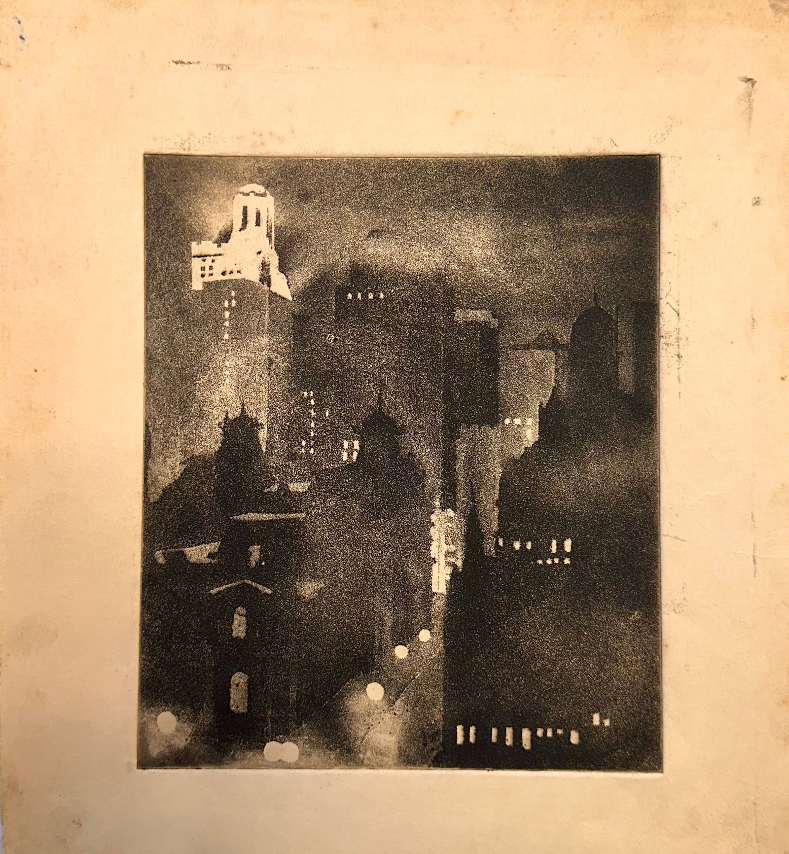 Arts and Crafts Etching Aquatint Philadelphia at Night attr. To Allan Freelon African American: Arts and Crafts Etching Aquatint Philadelphia at Night attr. To Allan Freelon African American Artist, 7 x 6" image size. Painter and printmaker Allan Randall Freelon, Sr. came of age as an artist dur
