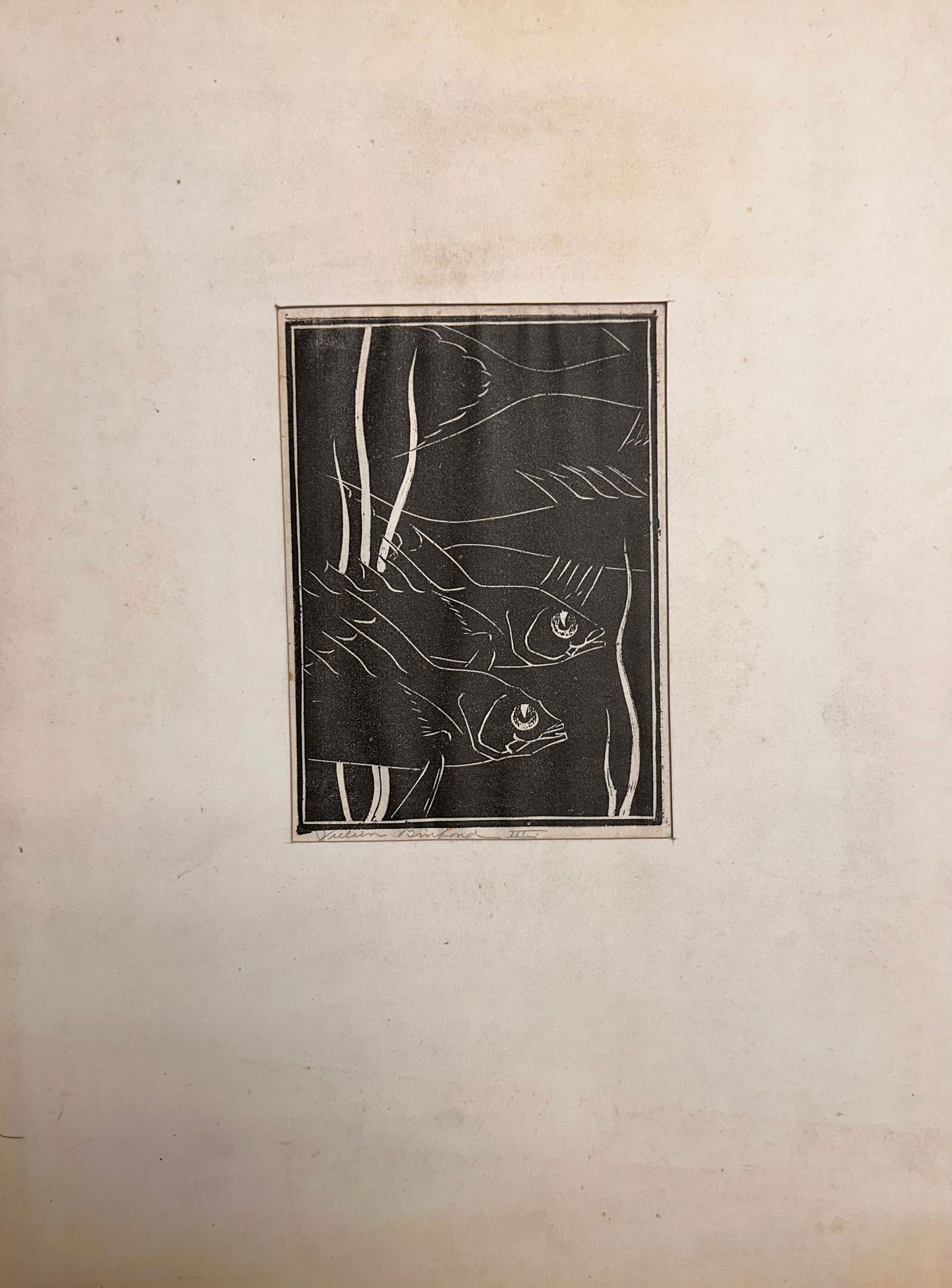 Julian Binford 3rd Virginia Artist Linocut Signed WPA Era (1 of 3)