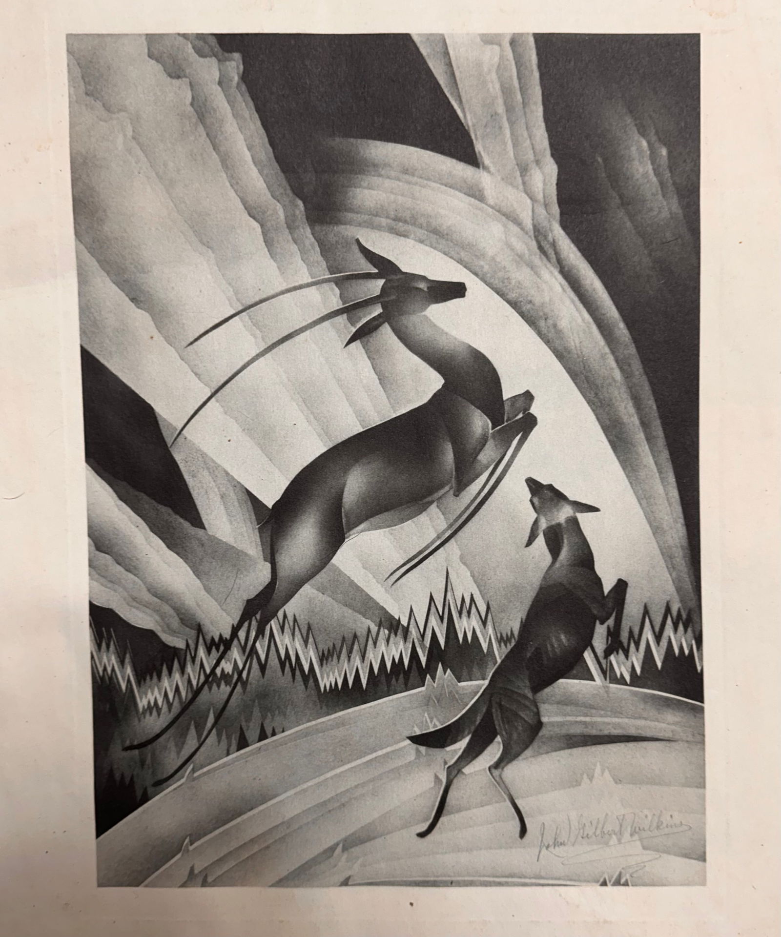 John Gilbert Wilkins Kansas Missouri artist stencil signed (1 of 4)