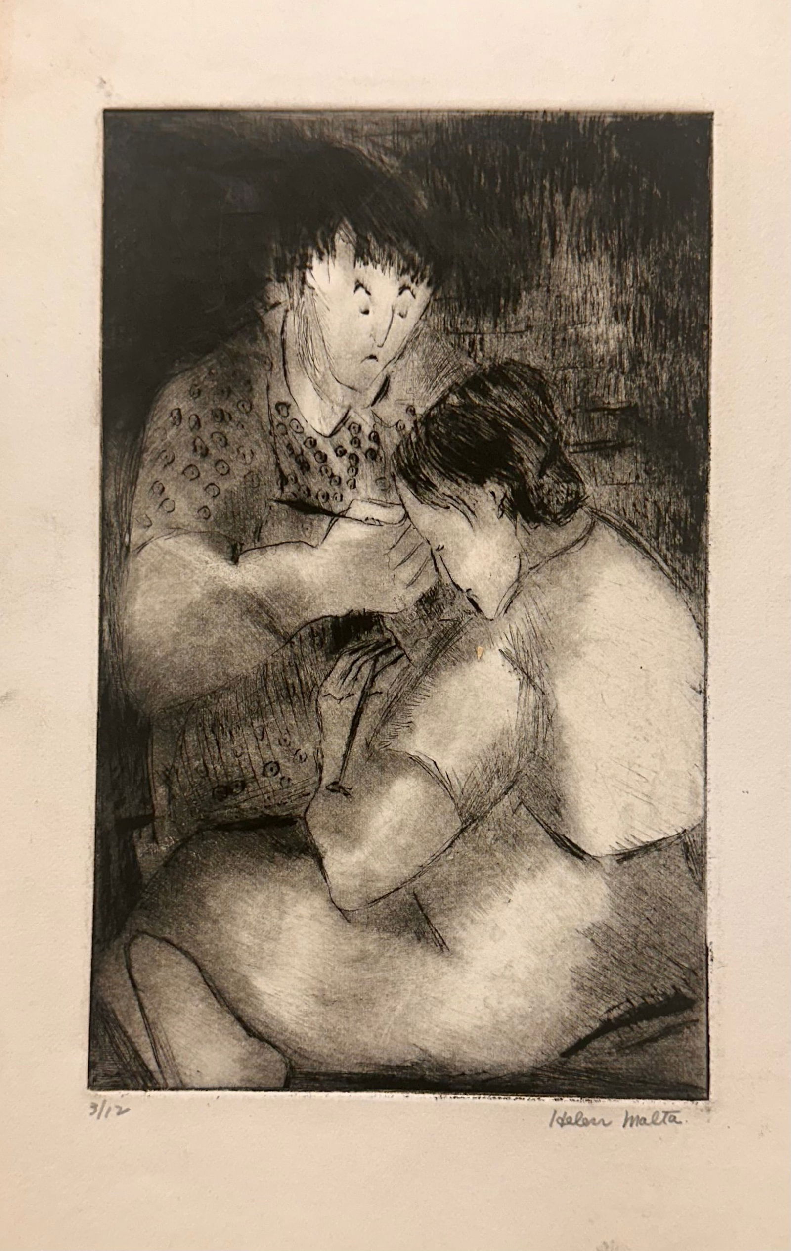 Helen Wagner Malta Etching WPA Era Signed #2 (1 of 4)