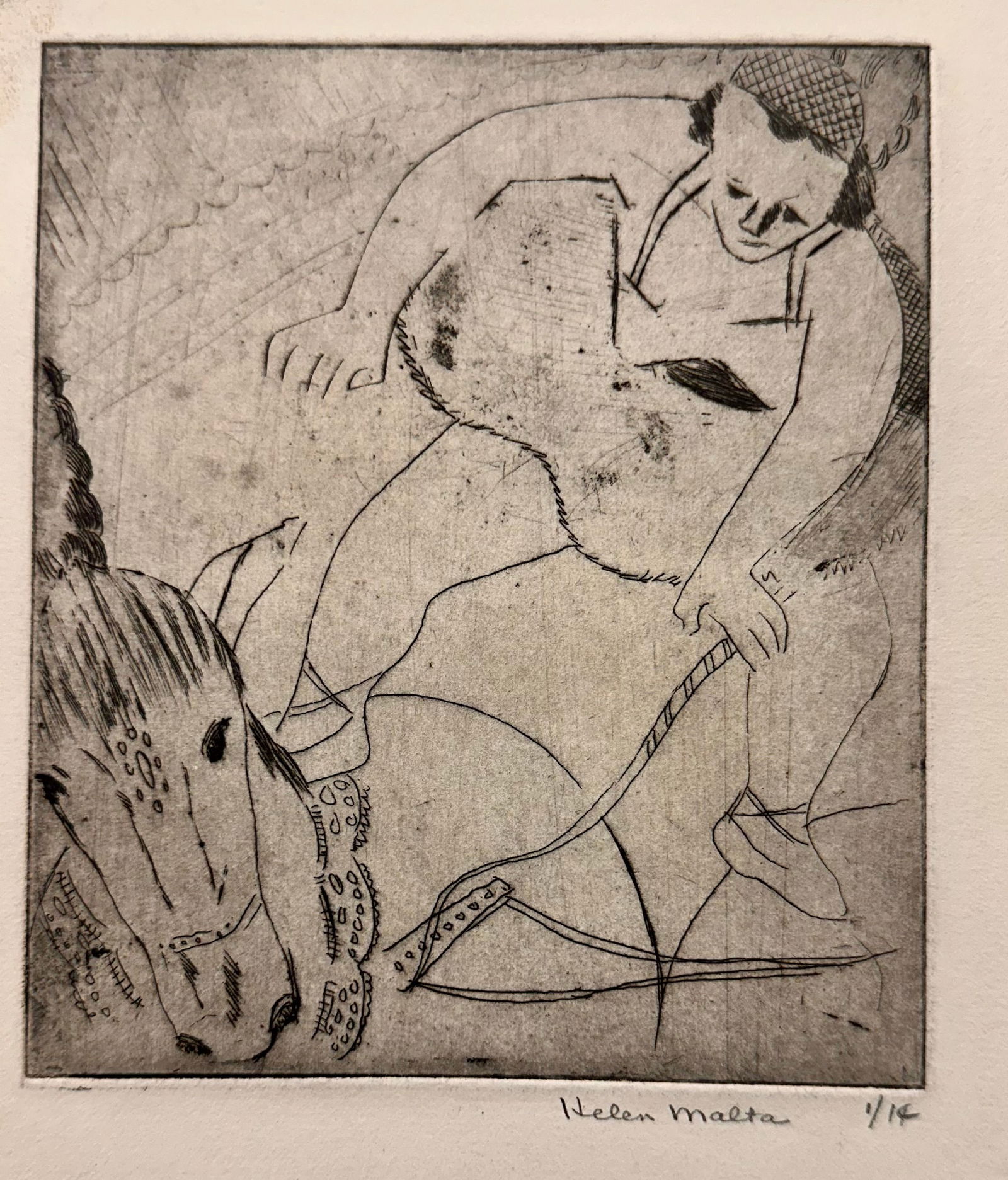 Helen Wagner Malta Etching WPA Era Signed #6 (1 of 3)