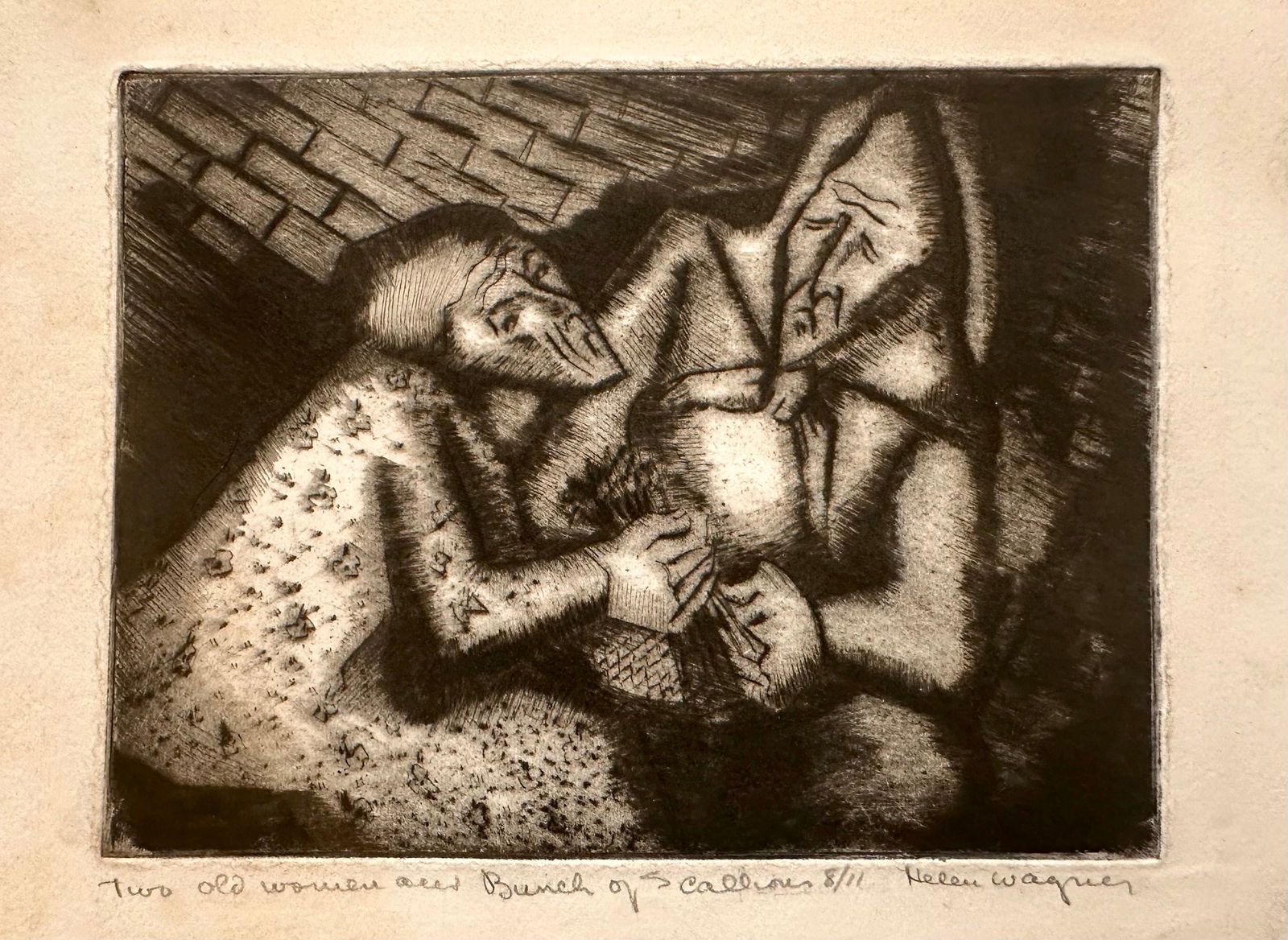 Helen Wagner Malta Etching WPA Era Signed #10 (1 of 5)