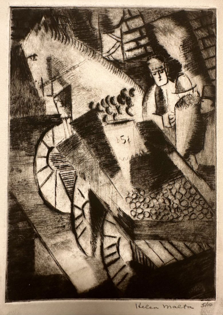 Helen Wagner Malta Etching WPA Era Signed #12 (1 of 3)
