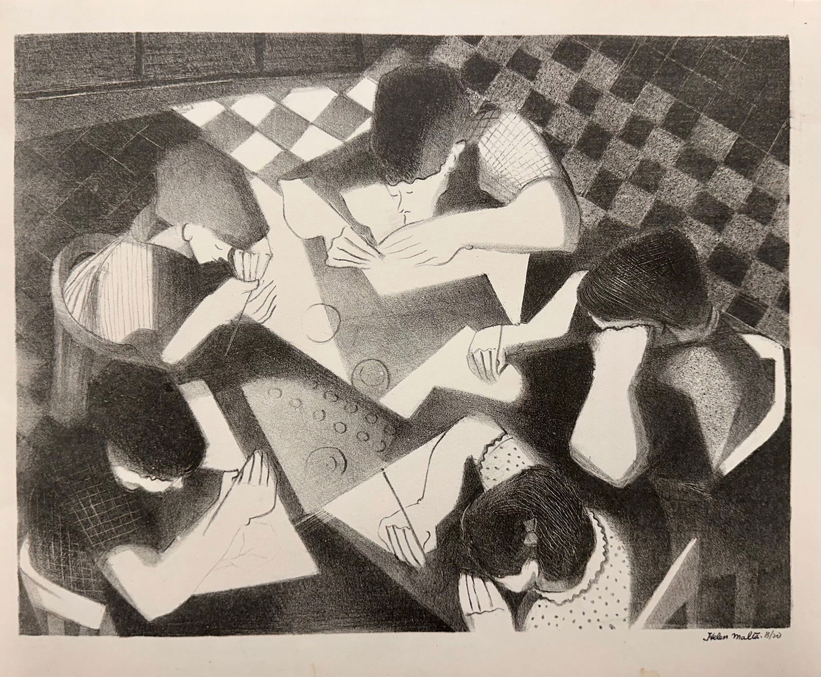 Helen Wagner Malta Lithograph WPA Era Signed #26 (1 of 3)