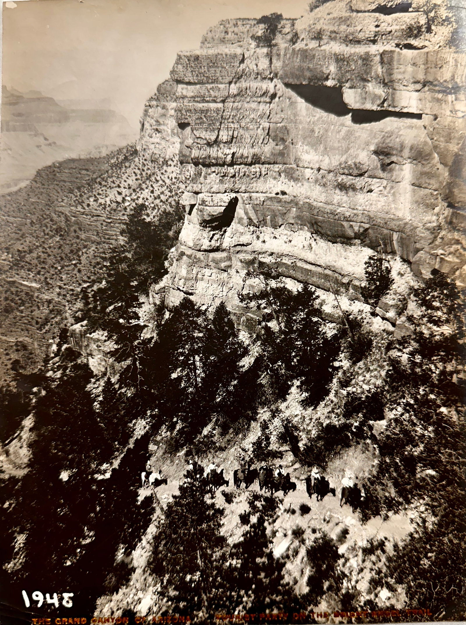 The Grand Canyon of Arizona Vintage Albumen Photograph: The Grand Canyon of Arizona Vintage Albumen Photograph, " Tourist Party on the Bright Angel Trail", 8 x 6" image size. This also could be by H.H. Bennett.