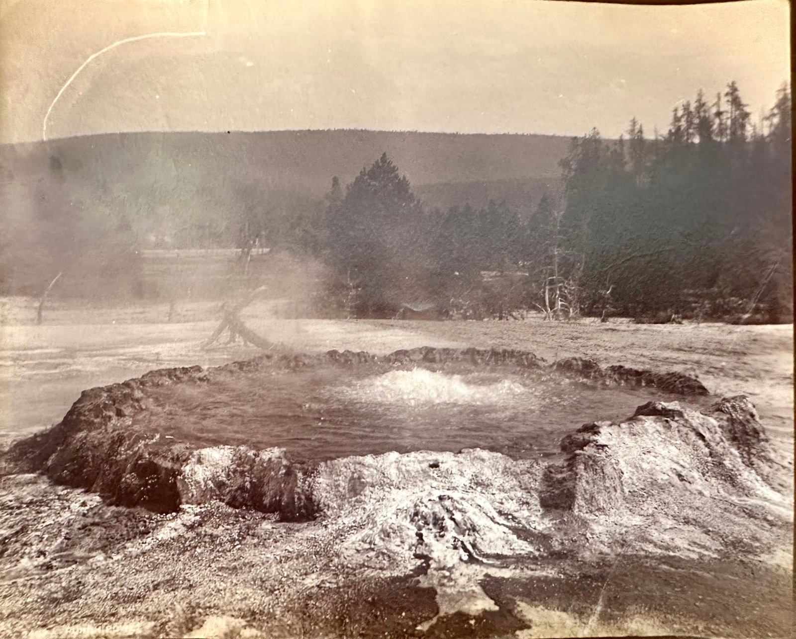 Henry Hamilton Bennett Vintage Albumen Photograph Punch Bowl Geyser Yellowstone Wyoming#22+: Henry Hamilton Bennett Vintage Photograph Wisconsin Dells #22, 6 3/4 x 8 1/4" overall, "Punch Bowl", this is one of a few Henry Hamilton Bennett photographs that we have up for auction. These are all 